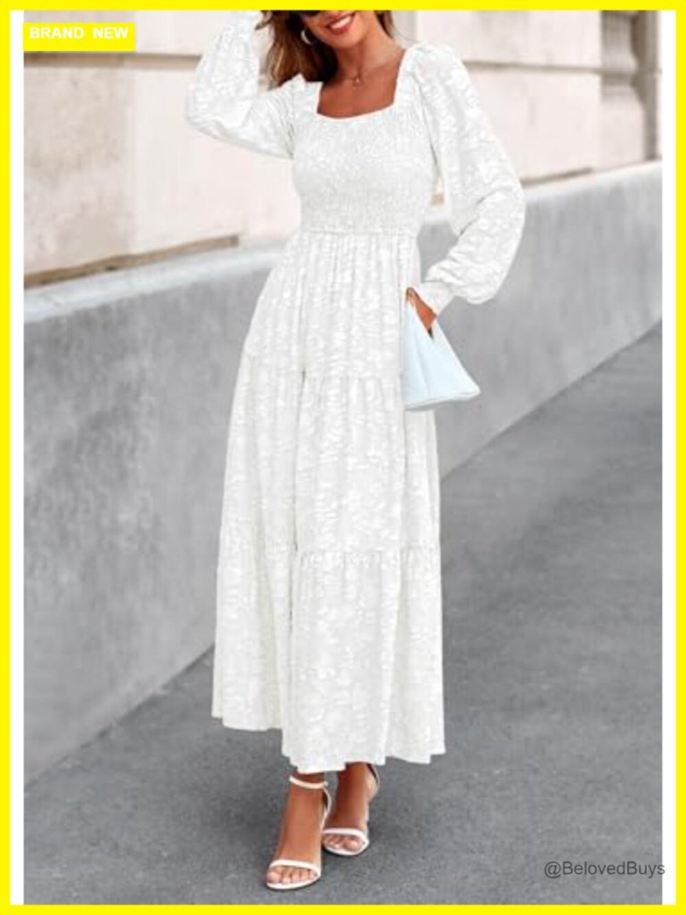 KIRUNDO Women's Long Sleeve Smocked Floral Maxi Dress Wedding Guest Formal - Picture 5 of 6